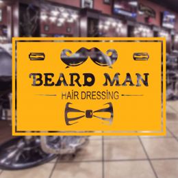 Berberlere ve Kuaförlere Özel Beard Man Hair Dressing Sticker Yapıştırma