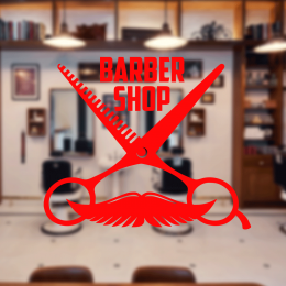 Berberlere ve Kuaförlere Özel Bıyık Ve Makas Barber Shop Sticker Yapıştırma