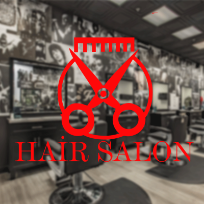 Berberlere ve Kuaförlere Özel Daire İçinde Makas Hair Salon Sticker Yapıştırma