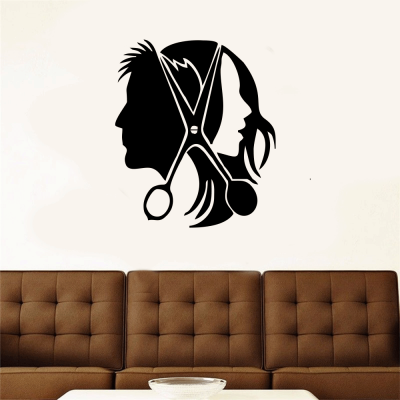 Kişiye Berberlere Özel Kadın Ve Erkek Silüeti Sticker Yapıştırma