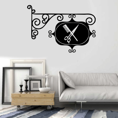 Kişiye Berberlere Özel Makas Ve Tarak Tabela Sticker Yapıştırma