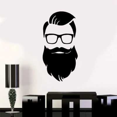 Kişiye Berberlere Özel Sakallı Adam Sticker Yapıştırma