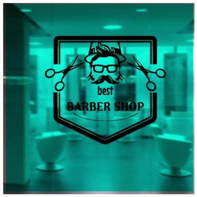 Kişiye Berberlere Kuaförlere Özel Best Berber Shop Dükkanı Yazısı Sticker Yapıştırma