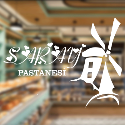 Fırın Ve Pastanelere Özel Firma Saray Pastanesi Sticker Yapıştırma
