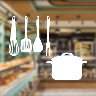  Fırın Ve Pastanelere Özel Mutfak Gereçleri  Sticker Yapıştırma