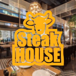  Kasap Ve Steak Houselara Özel Buzağı Steak House Sticker Yapıştırma
