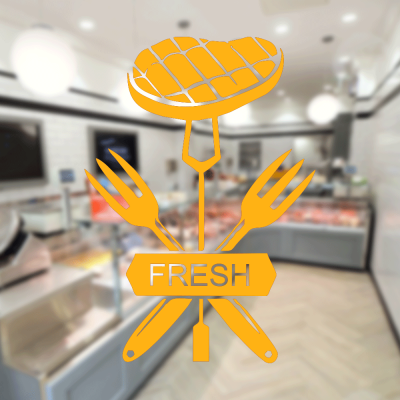 Kasap Ve Steak Houselara Özel Çatallar Ve Et Sticker Yapıştırma
