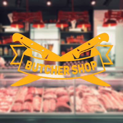 Kasap Ve Steak Houselara Özel Çift Bıçak Sticker Yapıştırma