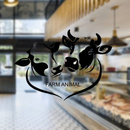  Kasap Ve Steak Houselara Özel Farm Animal Sticker Yapıştırma