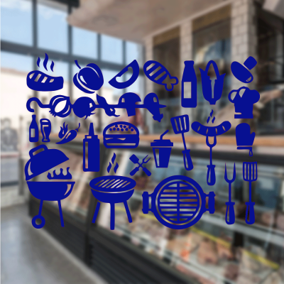 Kasap Ve Steak Houselara Özel Grill Araçları Sticker Yapıştırma