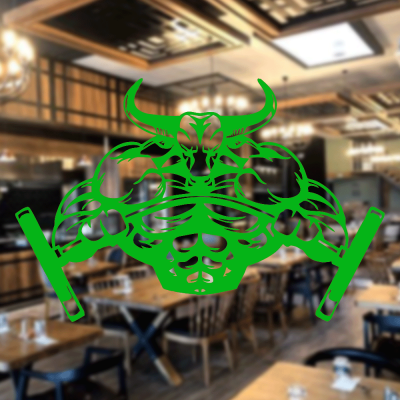  Kasap Ve Steak Houselara Özel Kaslı Boğa Sticker Yapıştırma