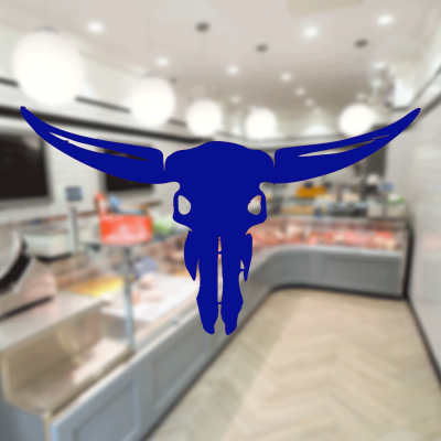 Kasap Ve Steak Houselara Özel Kuru Kafa Boğa Sticker Yapıştırma