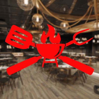  Kasap Ve Steak Houselara Özel Mangal Silüeti Sticker Yapıştırma