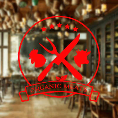  Kasap Ve Steak Houselara Özel Organic Meats Sticker Yapıştırma