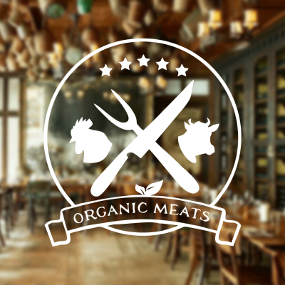  Kasap Ve Steak Houselara Özel Organic Meats Sticker Yapıştırma