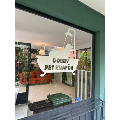 Petshop Ve Veterinerlere Özel Duş Alan Köpek Sticker Yapıştırma