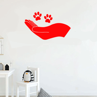 Petshop Ve Veterinerlere Özel Avuçtaki Patiler Sticker Yapıştırma