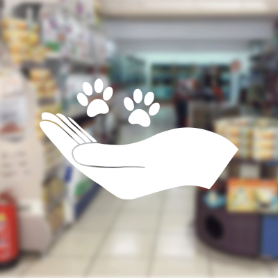 Petshop Ve Veterinerlere Özel Avuçtaki Patiler Sticker Yapıştırma
