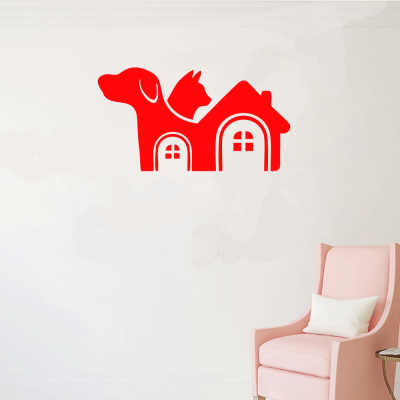 Petshop Ve Veterinerlere Özel Çift Ev Sticker Yapıştırma