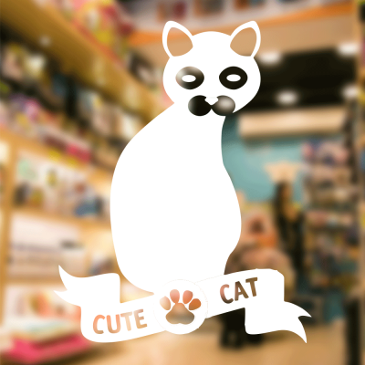 Petshop Ve Veterinerlere Özel Cute Cat Sticker Yapıştırma
