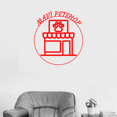  Petshop Ve Veterinerlere Özel Firma Mavi Petshop Sticker Yapıştırma