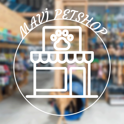  Petshop Ve Veterinerlere Özel Firma Mavi Petshop Sticker Yapıştırma