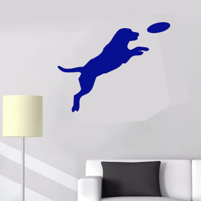  Petshop Ve Veterinerlere Özel Frizbiyle Oynayan Köpek Sticker Yapıştırma