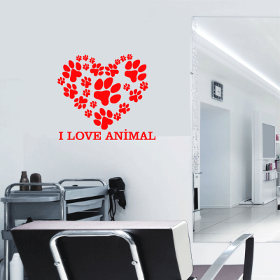  Petshop Ve Veterinerlere Özel I Love Animal Sticker Yapıştırma