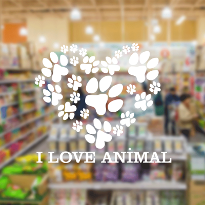 Petshop Ve Veterinerlere Özel I Love Animal Sticker Yapıştırma