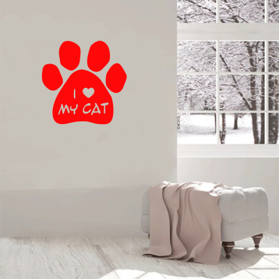  Petshop Ve Veterinerlere Özel I Love My Cat Sticker Yapıştırma
