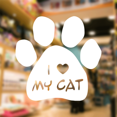  Petshop Ve Veterinerlere Özel I Love My Cat Sticker Yapıştırma