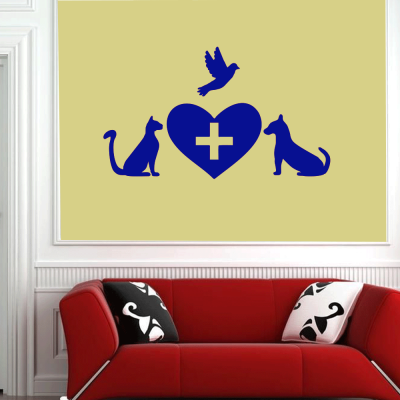 Petshop Ve Veterinerlere Özel Kalp Ve Sağlık İşareti Sticker Yapıştırma