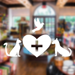 Petshop Ve Veterinerlere Özel Kalp Ve Sağlık İşareti Sticker Yapıştırma