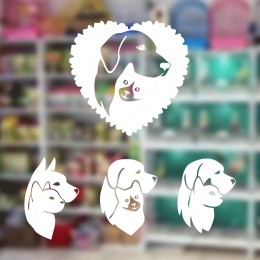 Petshop Ve Veterinerlere Özel Kedi Ve Köpek Silüetleri Sticker Yapıştırma