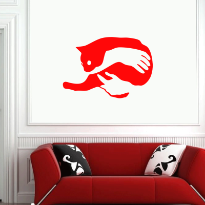 Petshop Ve Veterinerlere Özel Kucaklanmış Kedi  Sticker Yapıştırma