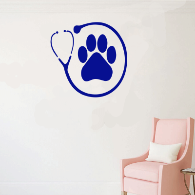 Petshop Ve Veterinerlere Özel Stetoskop İçinde Pati İzİ Silüeti Sticker Yapıştırma Petshop Ve Veterinerlere Özel Stetoskop İçinde Pati İzİ Silüeti Sticker Yapıştırma