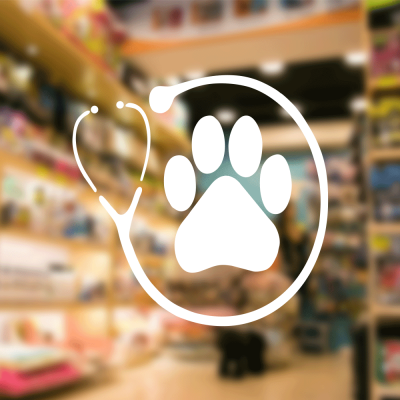 Petshop Ve Veterinerlere Özel Stetoskop İçinde Pati İzİ Silüeti Sticker Yapıştırma
