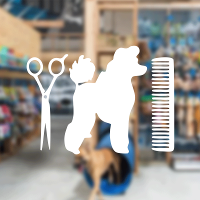 Petshop Ve Veterinerlere Özel Tarak Makas Köpek Sticker Yapıştırma