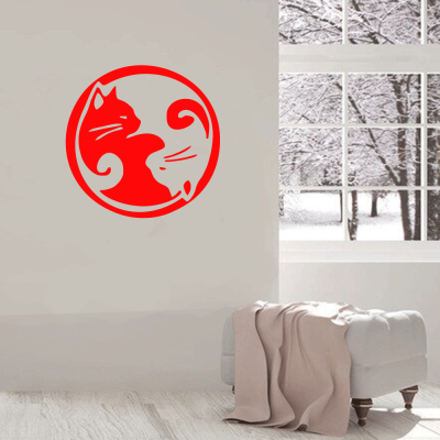 Petshop Ve Veterinerlere Özel Ying Yang Kedi Sticker Yapıştırma