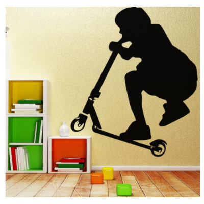 Scooter Binen Çocuk  Yazısı Spor Salonu Duvar Stickerı