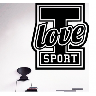 I love Sport Yazısı Spor Salonu Duvar Stickerı
