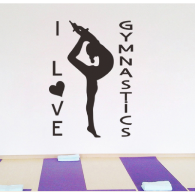 I Love Gymnastics  Yazısı Spor Salonu Duvar Stickerı