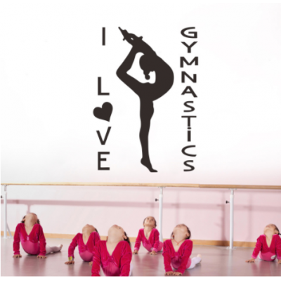 I Love Gymnastics  Yazısı Spor Salonu Duvar Stickerı