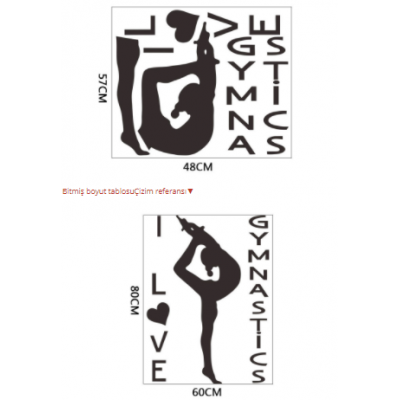 I Love Gymnastics  Yazısı Spor Salonu Duvar Stickerı