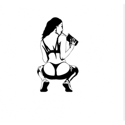 Arkası Dönük Elinde İçecek olan  Seksi Kadın Duvar Yazısı Cam Vitrin Sticker Yapıştırma