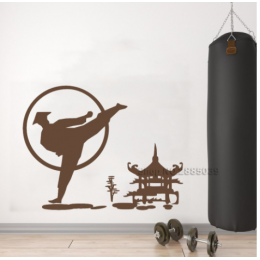 Spor Salonlarına Özel Kung Fu Wushu Duvar Yazısı Cam Vitrin Sticker Yapıştırma
