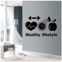 Spor Salonlarına Özel Healthy Lifestyle Duvar Yazısı Cam Vitrin Sticker Yapıştırma
