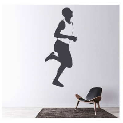Spor Salonlarına Özel Marathon Man Runner  Duvar Yazısı Cam Vitrin Sticker Yapıştırma