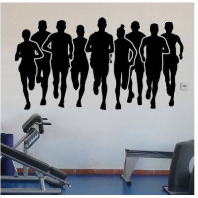 Spor Salonlarına Özel Maraton Koşucuları Duvar Yazısı Cam Vitrin Sticker Yapıştırma
