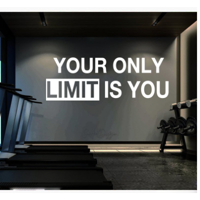 Spor Salonlarına Özel Your Only Limit Is You Duvar Yazısı Cam Vitrin Sticker Yapıştırma